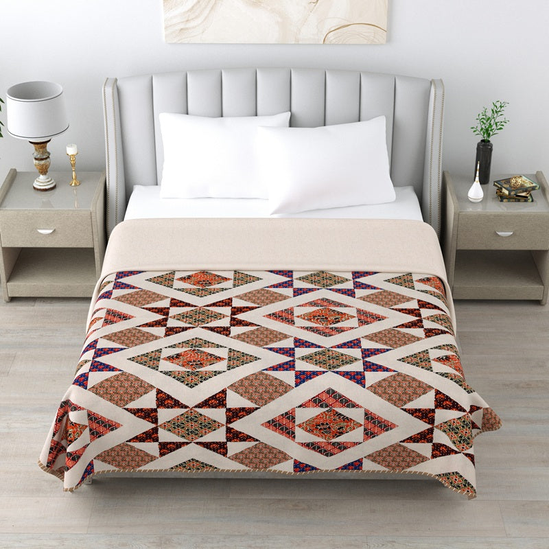 Ajrak Double Dohar Semi 90 x 100 in - 1 Pc (Design 0448)