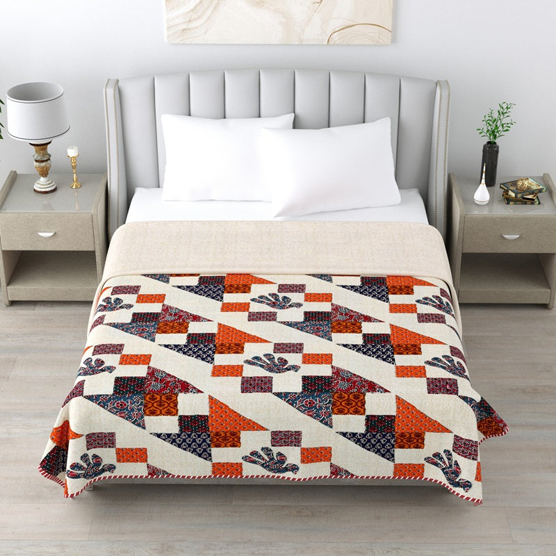 Ajrak Double Dohar Semi 90 x 100 in - 1 Pc (Design 0457)