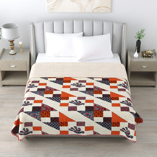 Ajrak Double Dohar Semi 90 x 100 in - 1 Pc (Design 0457)