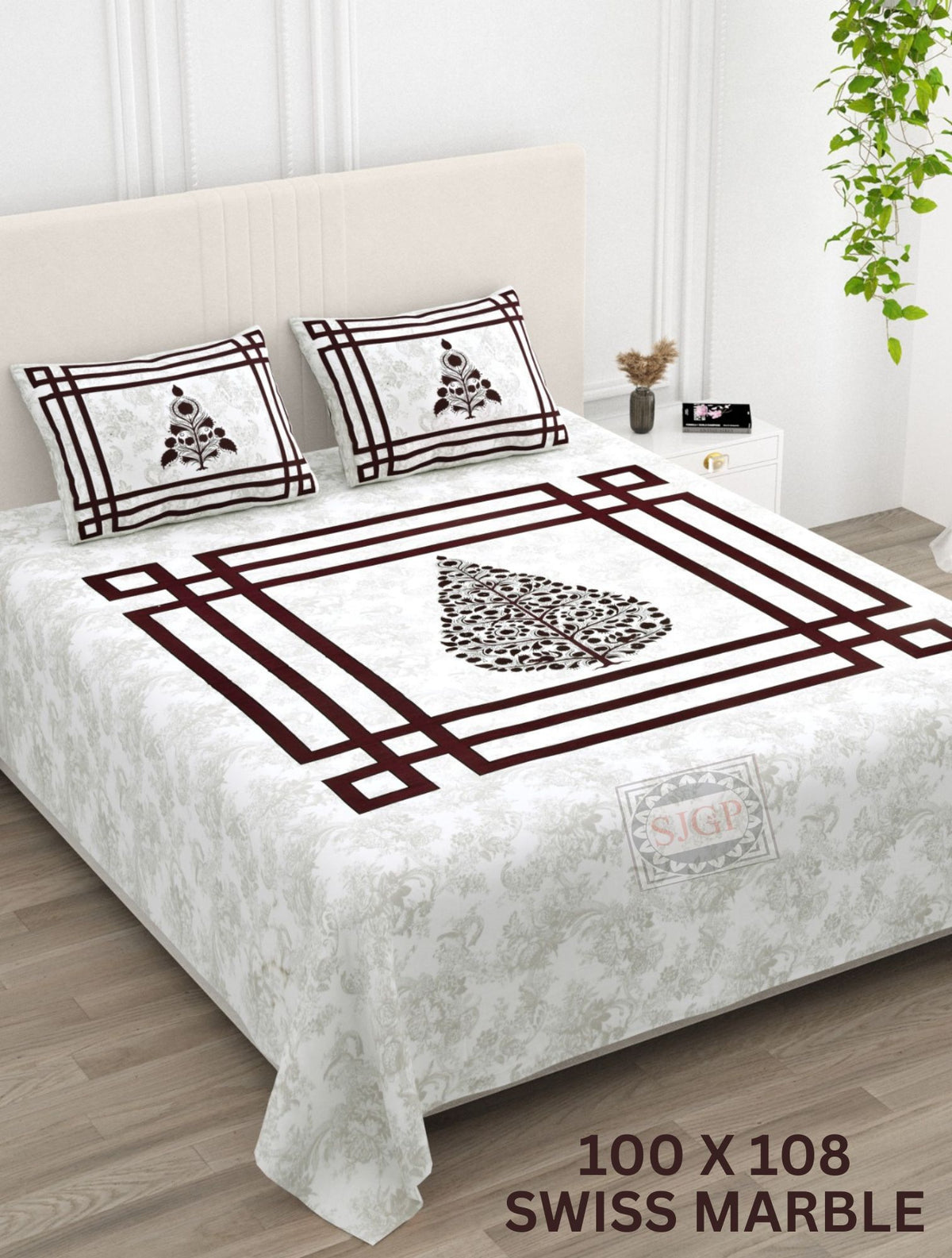 Swiss Marbal Bedsheet Set 100 x 108 in - 3 Pcs (Design 0879)