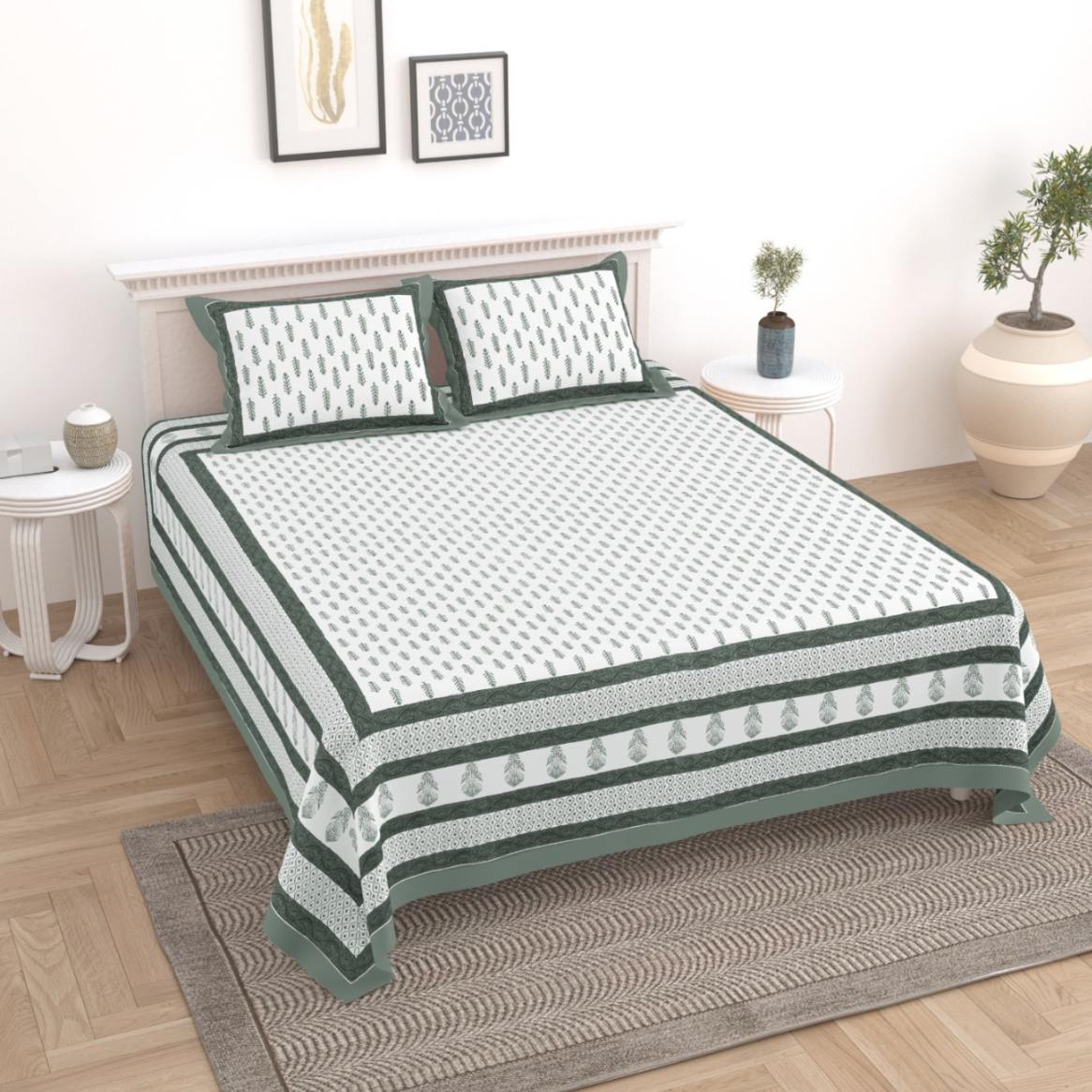 Block Jaal Bedsheet Set 95 x 108 in - 3 Pcs (Design 0890)