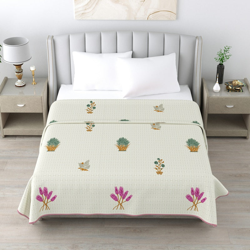 Milky White Double Dohar Semi 90 x 100 in - 1 Pc (Design 0467)