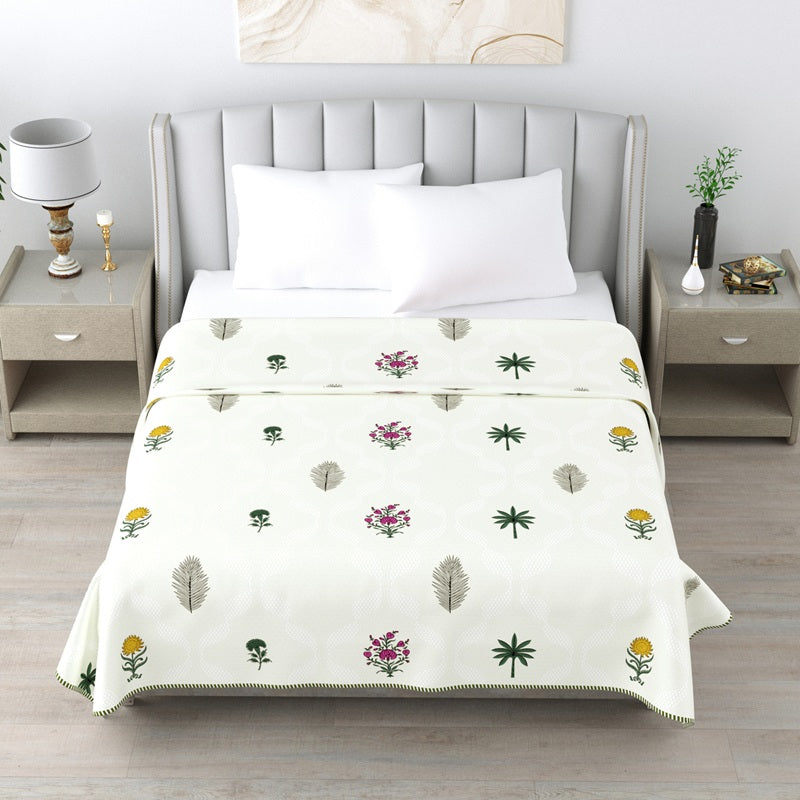 Milky White Double Dohar Semi 90 x 100 in - 1 Pc (Design 0473)