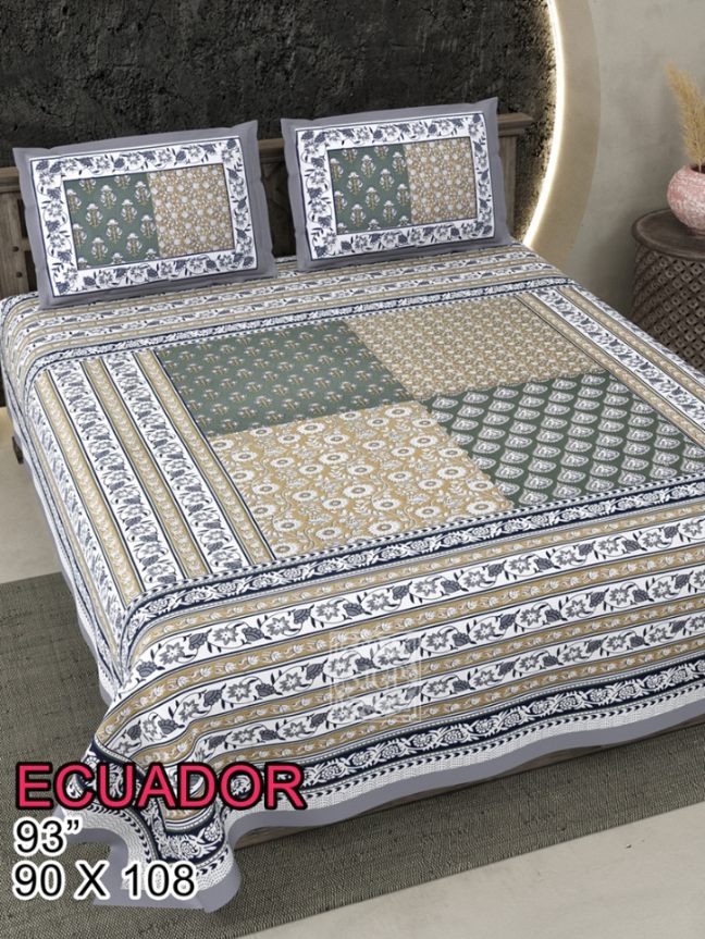 Ecuador Bedsheet Set 90 x 108 in - 3 Pcs (Design 0918)
