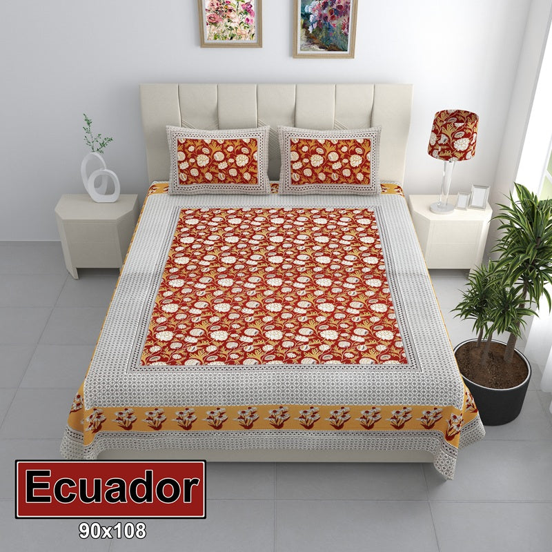 Ecuador Bedsheet Set 90 x 108 in - 3 Pcs (Design 0949)