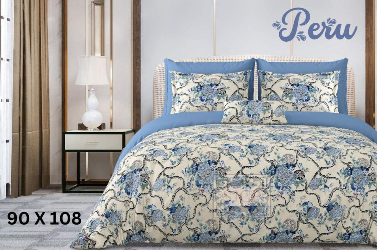 Peru Bedsheet Set 90 x 108 in - 3 Pcs (Design 0972)