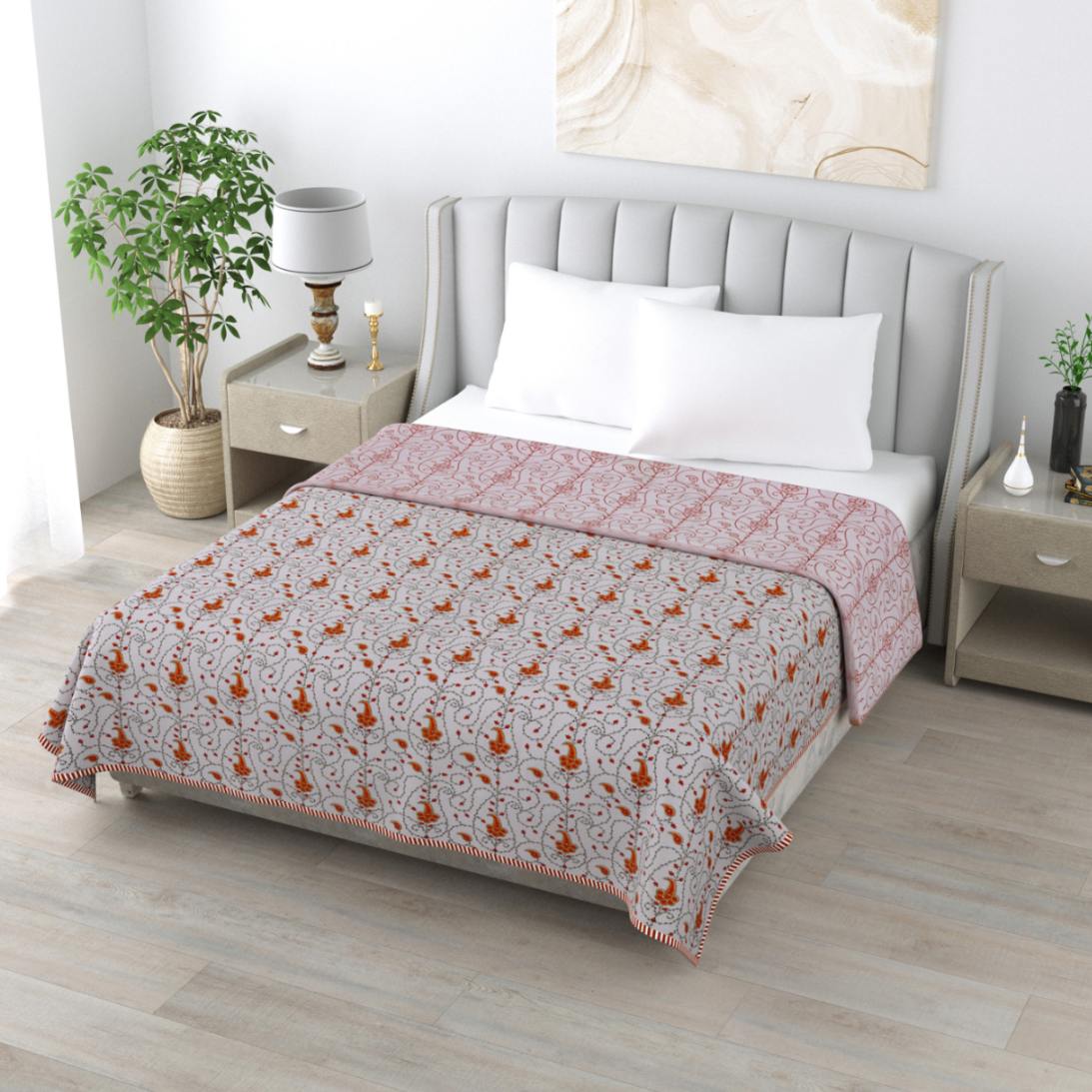 Kashida Double Dohar Semi 90 x 100 in - 1 Pc (Design 0527)
