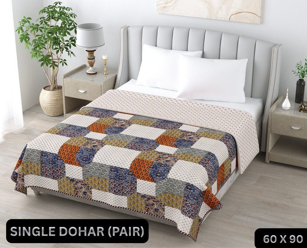 Ajrak Single Dohar Semi 60 x 90 in - 2 Pcs (Design 0588)