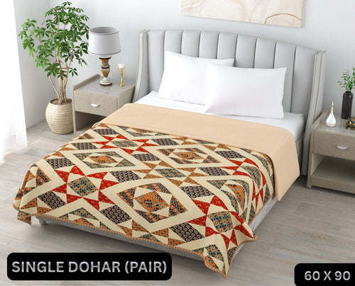 Ajrak Single Dohar Semi 60 x 90 in - 2 Pcs (Design 0592)