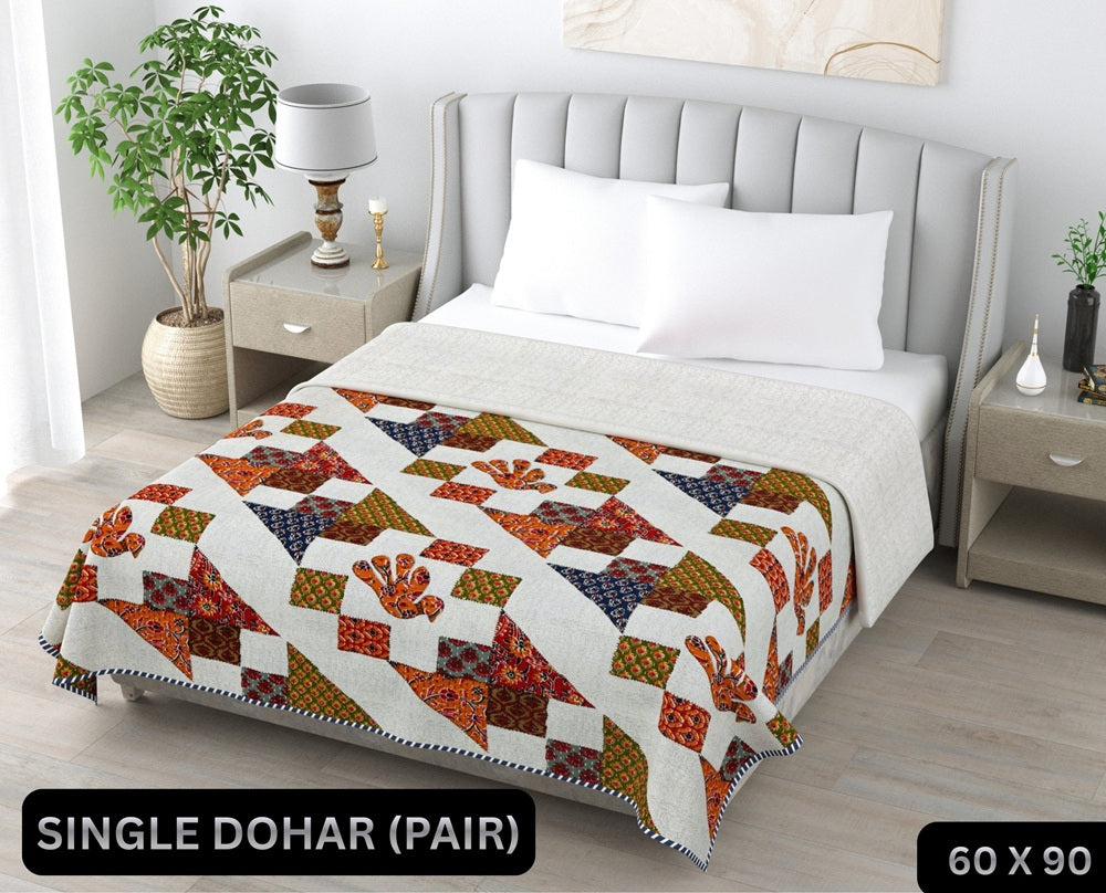 Ajrak Single Dohar Semi 60 x 90 in - 2 Pcs (Design 0594)