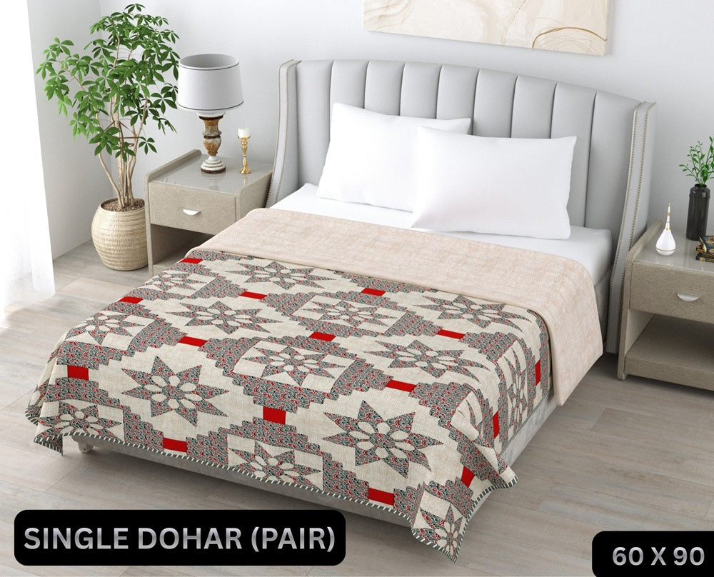 Ajrak Single Dohar Semi 60 x 90 in - 2 Pcs (Design 0597)