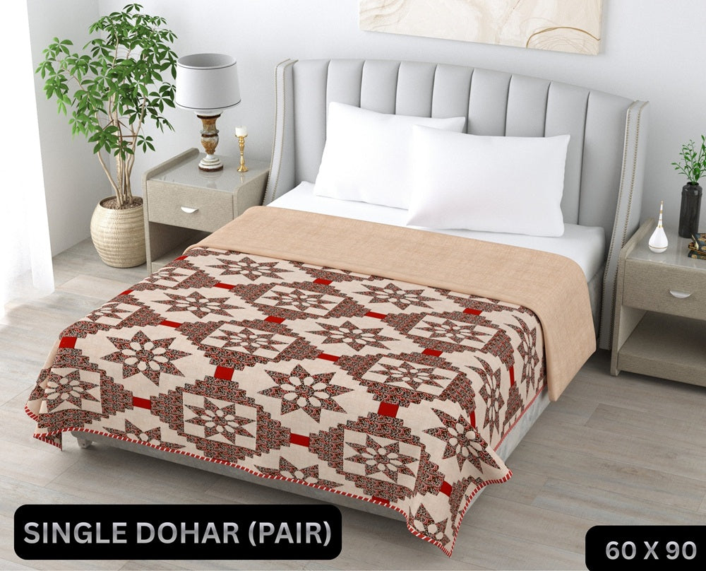 Ajrak Single Dohar Semi 60 x 90 in - 2 Pcs (Design 0598)