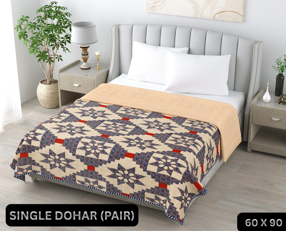 Ajrak Single Dohar Semi 60 x 90 in - 2 Pcs (Design 0599)