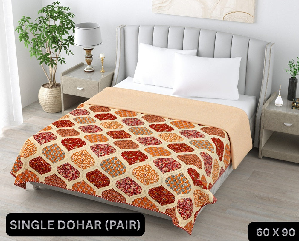 Ajrak Single Dohar Semi 60 x 90 in - 2 Pcs (Design 0600)