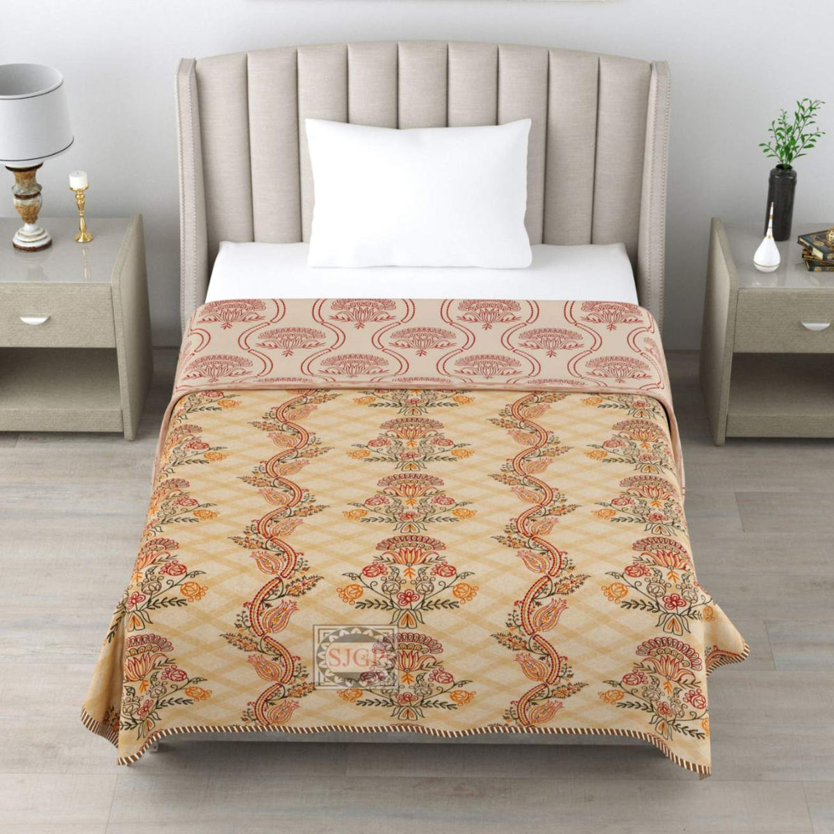Kashida Single Dohar Semi 60 x 90 in - 2 Pcs (Design 0605)