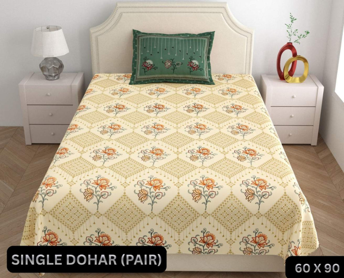 Kashida Single Dohar Semi 60 x 90 in - 2 Pcs (Design 0613)