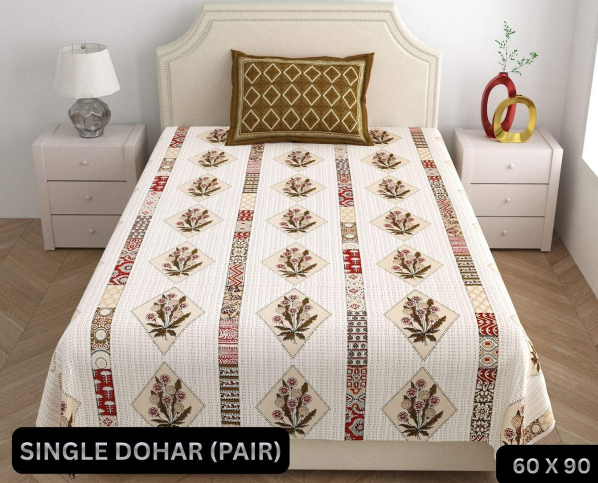 Kashida Single Dohar Semi 60 x 90 in - 2 Pcs (Design 0619)