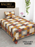 Bagru Gold Bedsheet Set 63 x 90 in - 4 Pcs (Design 1165)