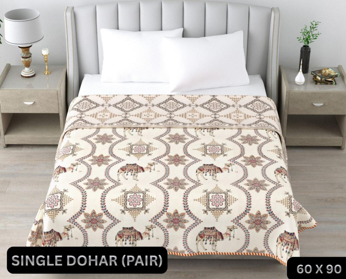 Kashida Single Dohar Semi 60 x 90 in - 2 Pcs (Design 0616)