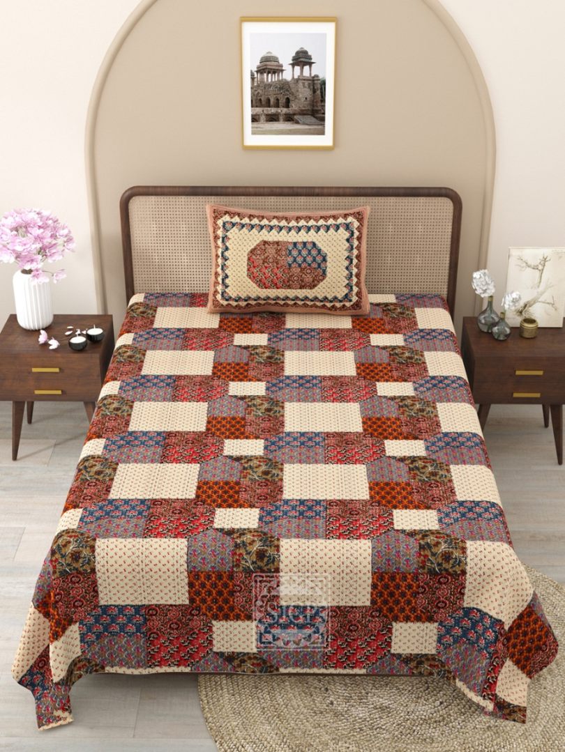 Ajrak Bedsheet Set 63 x 90 in - 4 Pcs (Design 1179)
