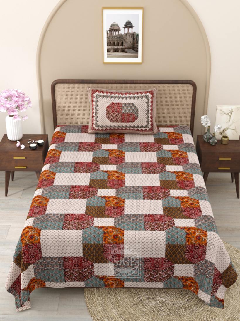 Ajrak Bedsheet Set 63 x 90 in - 4 Pcs (Design 1180)