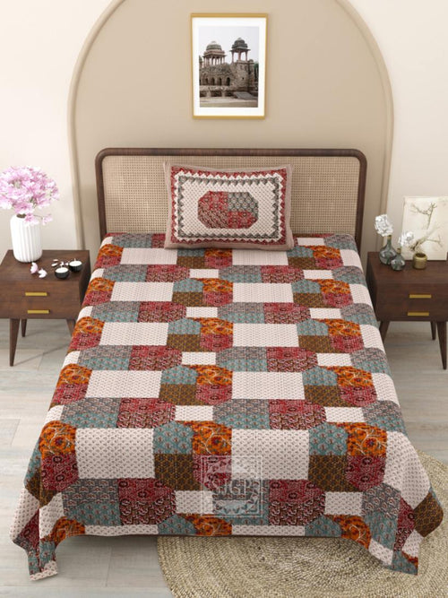Ajrak Bedsheet Set 63 x 90 in - 4 Pcs (Design 1180)