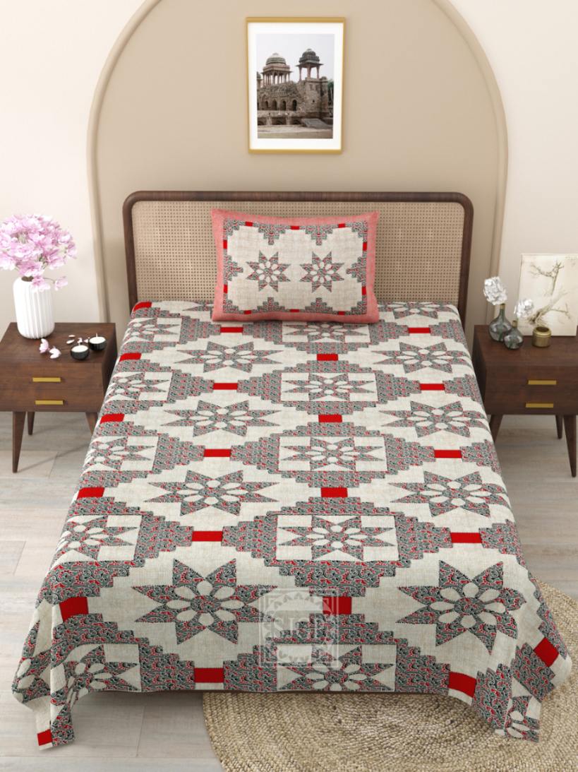 Ajrak Bedsheet Set 63 x 90 in - 4 Pcs (Design 1186)