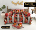 Bagru Gold Diwan Set with Foam 63 x 90 in - 8 Pcs (Design 1303)