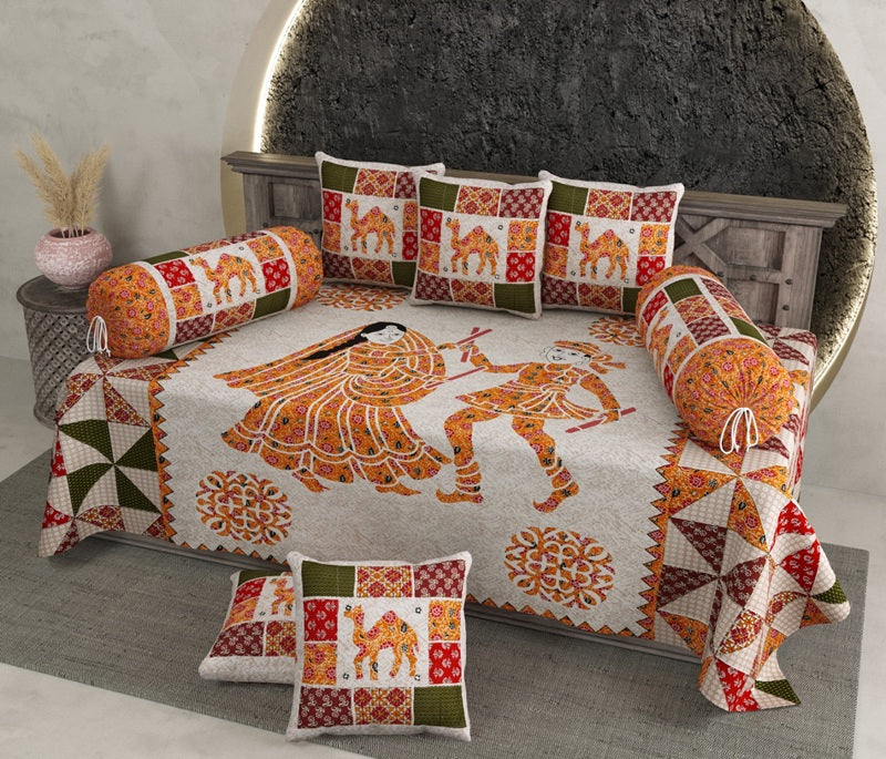 Barmeri Diwan Set with Foam 63 x 90 in - 8 Pcs (Design 1328)
