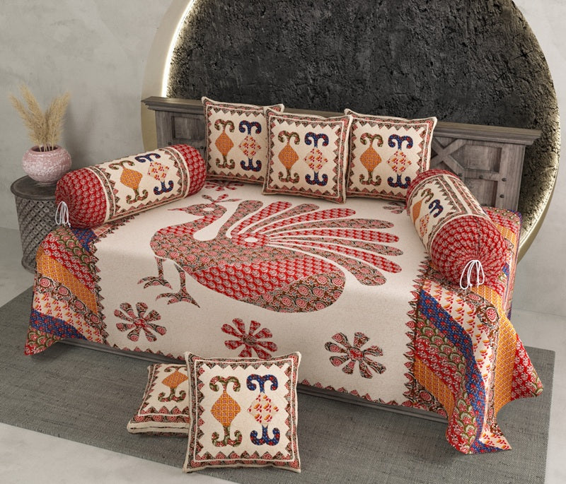 Barmeri Diwan Set with Foam 63 x 90 in - 8 Pcs (Design 1335)