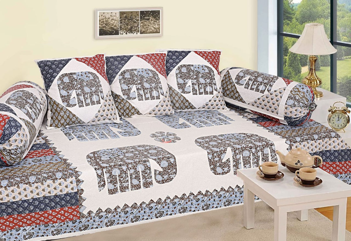 Barmeri Diwan Set with Foam 63 x 90 in - 8 Pcs (Design 1348)