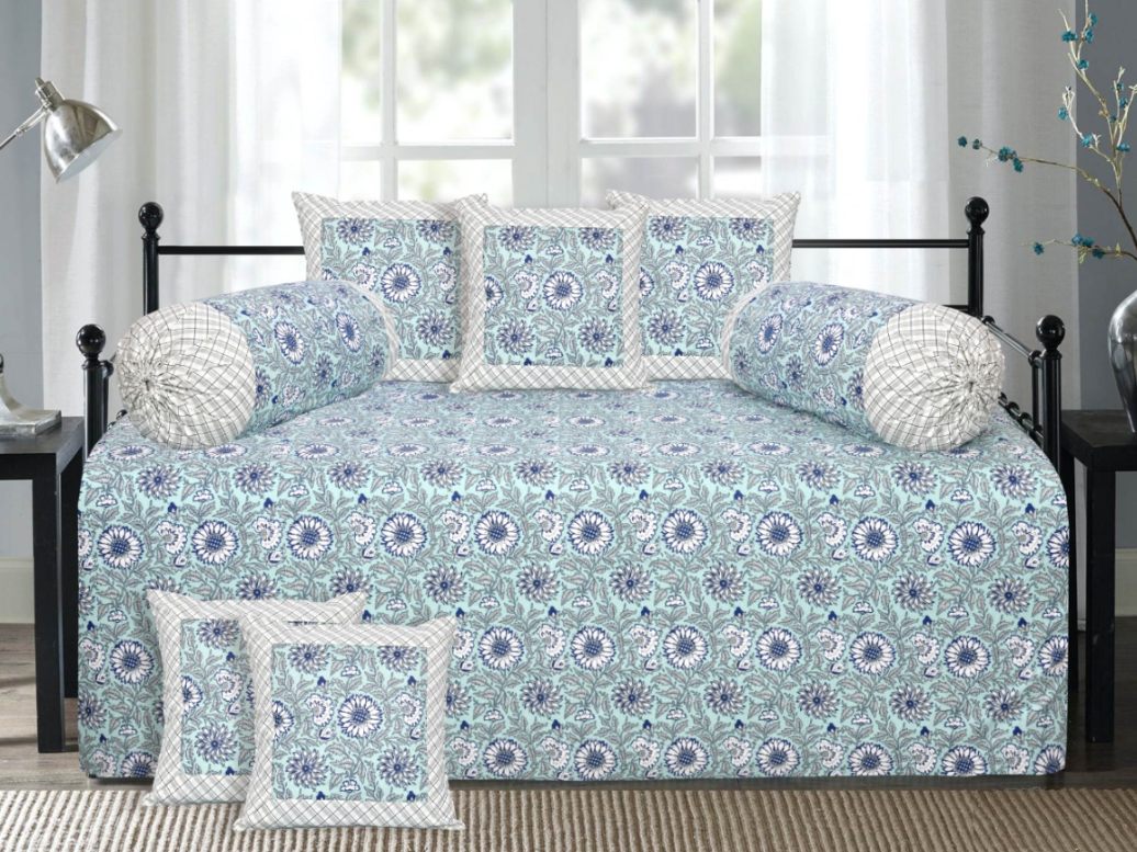 Lavish Diwan Set without Foam 70 x 100 in - 8 Pcs (Design 1254)