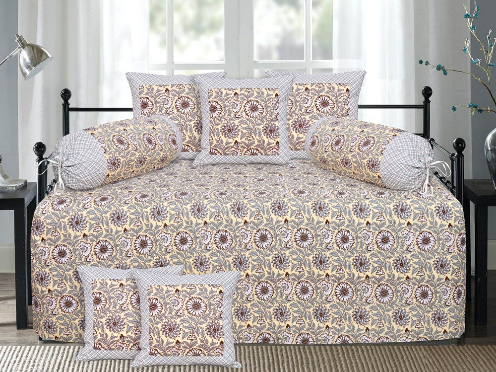 Lavish Diwan Set without Foam 70 x 100 in - 8 Pcs (Design 1256)