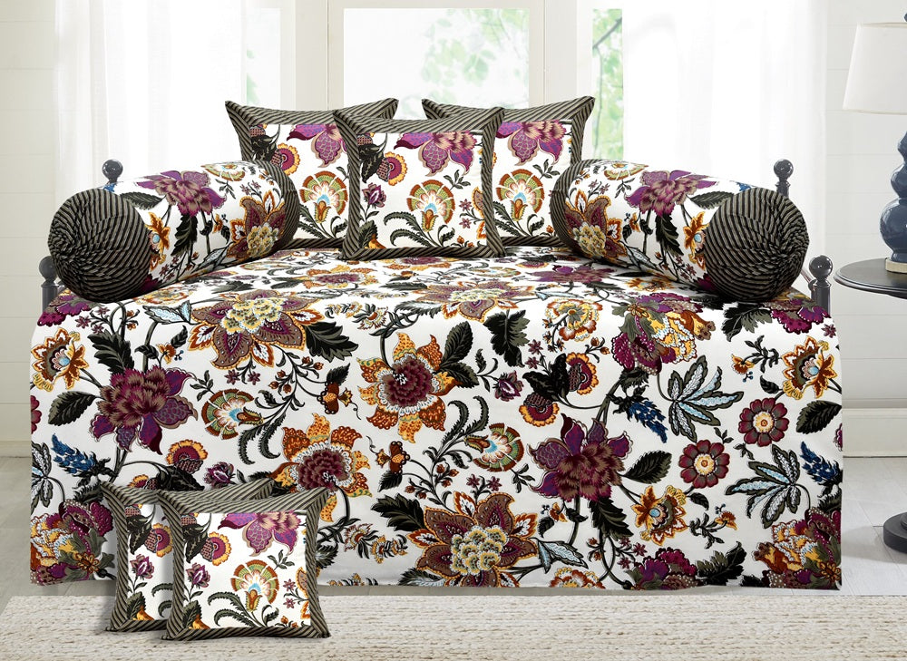 Lavish Diwan Set without Foam 70 x 100 in - 8 Pcs (Design 1263)