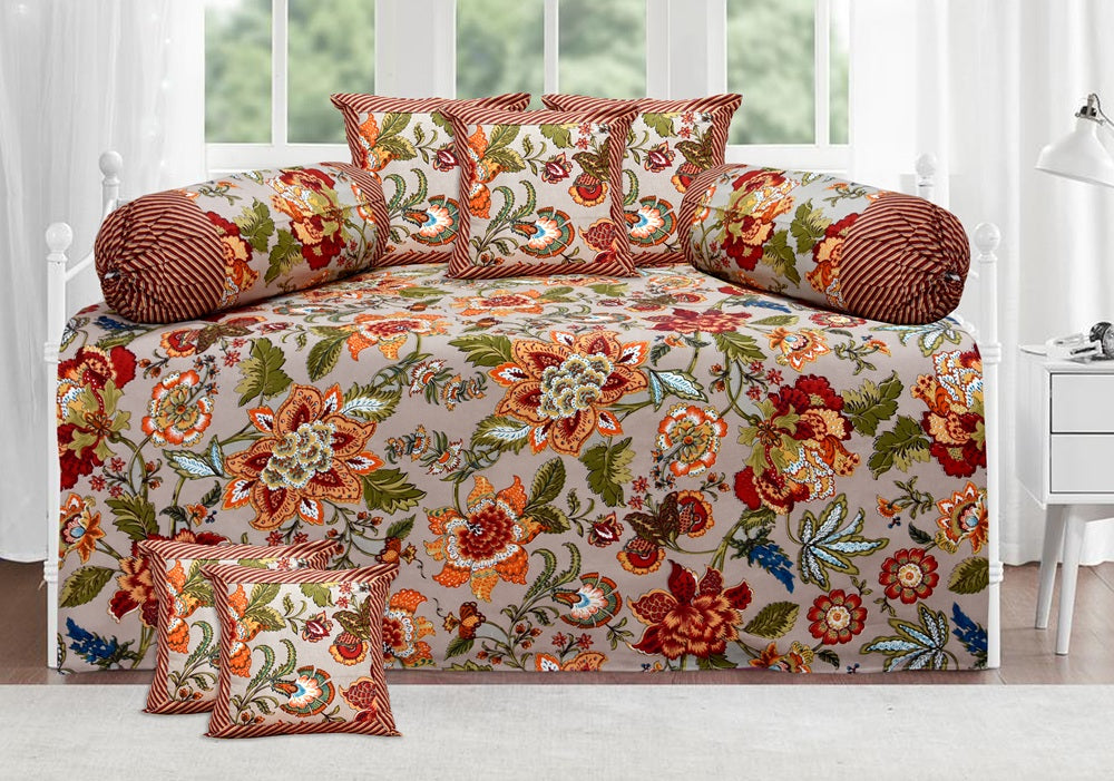 Lavish Diwan Set without Foam 70 x 100 in - 8 Pcs (Design 1265)