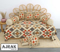 Ajrak Diwan Set with Foam 63 x 90 in - 8 Pcs (Design 1369)