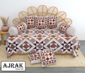 Ajrak Diwan Set with Foam 63 x 90 in - 8 Pcs (Design 1375)