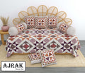 Ajrak Diwan Set with Foam 63 x 90 in - 8 Pcs (Design 1376)