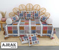 Ajrak Diwan Set with Foam 63 x 90 in - 8 Pcs (Design 1377)