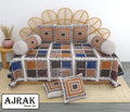 Ajrak Diwan Set with Foam 63 x 90 in - 8 Pcs (Design 1381)