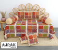 Ajrak Diwan Set with Foam 63 x 90 in - 8 Pcs (Design 1384)