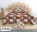 Ajrak Diwan Set with Foam 63 x 90 in - 8 Pcs (Design 1386)