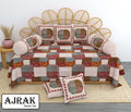 Ajrak Diwan Set with Foam 63 x 90 in - 8 Pcs (Design 1387)