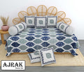 Ajrak Diwan Set with Foam 63 x 90 in - 8 Pcs (Design 1395)