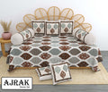 Ajrak Diwan Set with Foam 63 x 90 in - 8 Pcs (Design 1403)