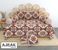 Ajrak Diwan Set with Foam 63 x 90 in - 8 Pcs (Design 1407)