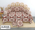 Ajrak Diwan Set with Foam 63 x 90 in - 8 Pcs (Design 1408)