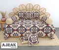 Ajrak Diwan Set with Foam 63 x 90 in - 8 Pcs (Design 1410)