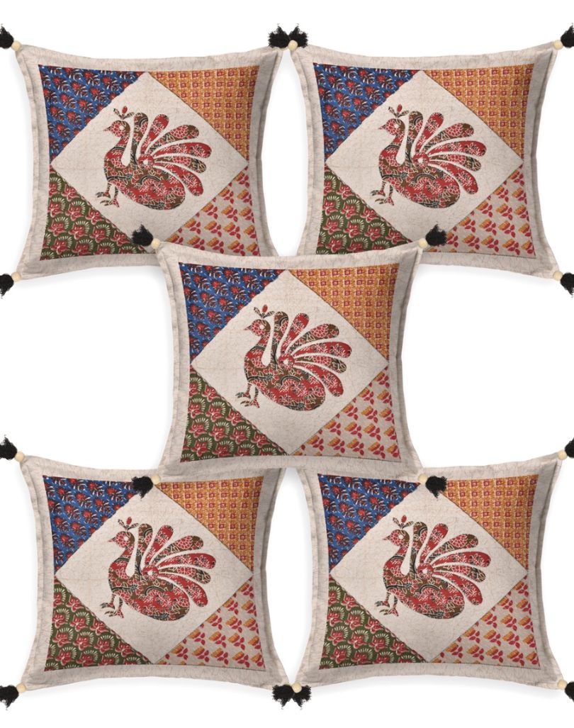 Barmeri Cushion Cover Set 16 x 16 in - 5 Pcs (Design 1575)