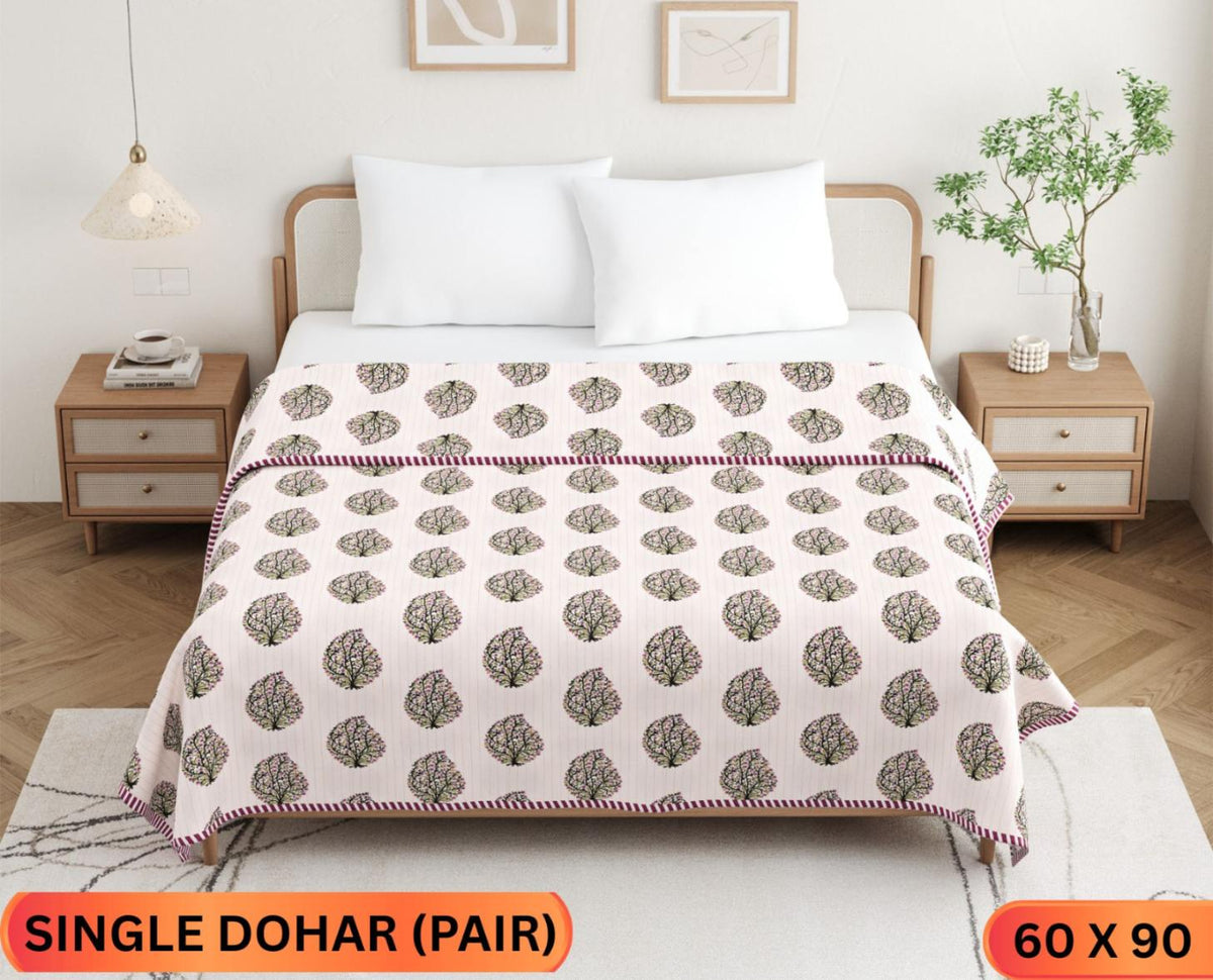 Handwork Katha Single Dohar Semi 60 x 90 in - 2 Pcs (Design 1638)